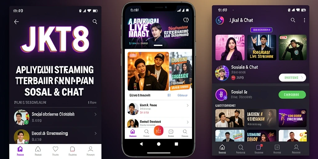 Antarmuka JKT8 menampilkan berbagai fitur Live Streaming yang menarik.