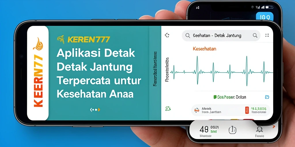 Antarmuka aplikasi KEREN777 yang menampilkan detak jantung secara real-time.
