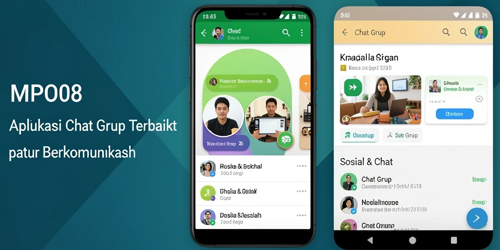 Antarmuka aplikasi MPO08 dengan fitur Chat Grup yang beragam.