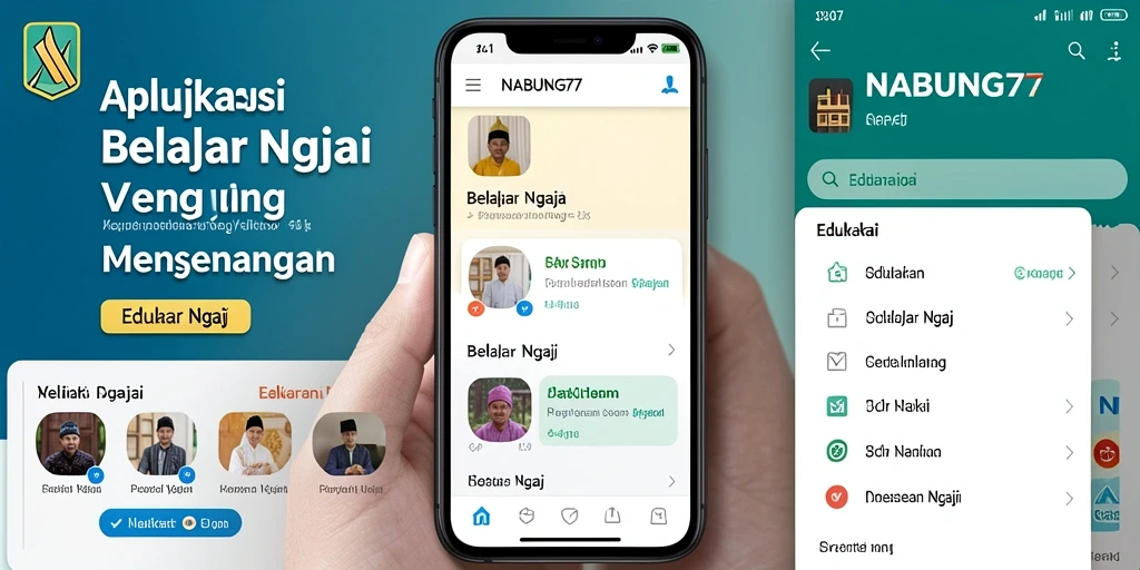 Tampilan antarmuka aplikasi NABUNG77 saat belajar ngaji.