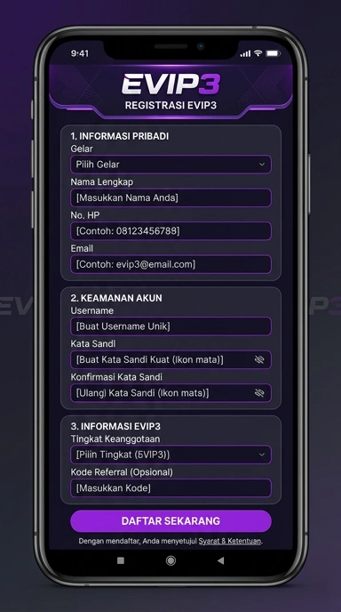 Buat Akun Baru di evip3 dengan Mudah